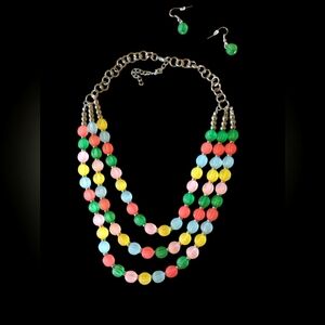 New Multicolor Beaded Necklace and Earring Set